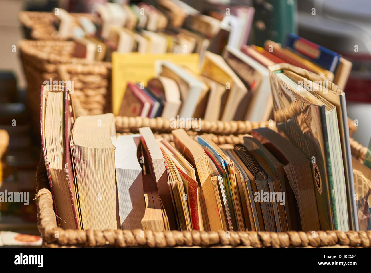 Shelves of used books for sale in the Italian Market District