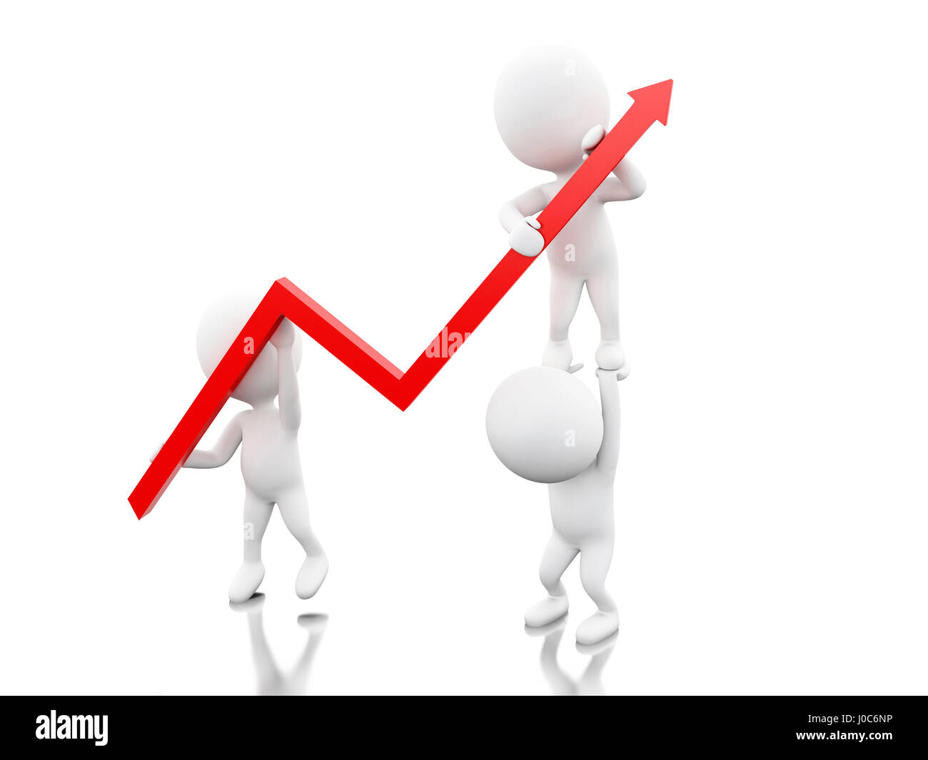 3d renderer image. White people with growth progress arrow. Business ...