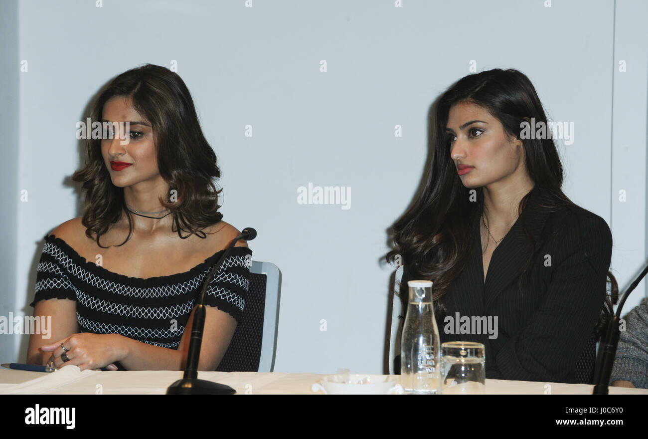 'Mubarakan' photocall and press conference  Featuring: Ileana D’Cruz, Athiya Shetty Where: London, United Kingdom When: 11 Mar 2017 Stock Photo