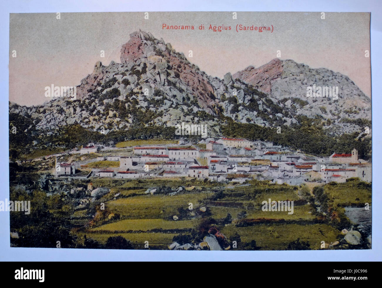 Historical postcard. Aggius, Sardinia Stock Photo - Alamy