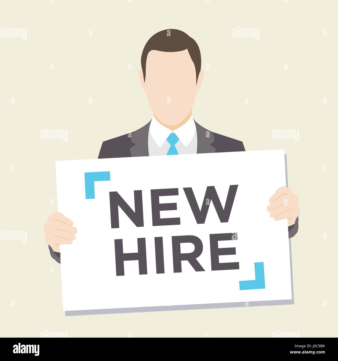 Man in suit holding New Hire Sign Stock Vector Image Art Alamy