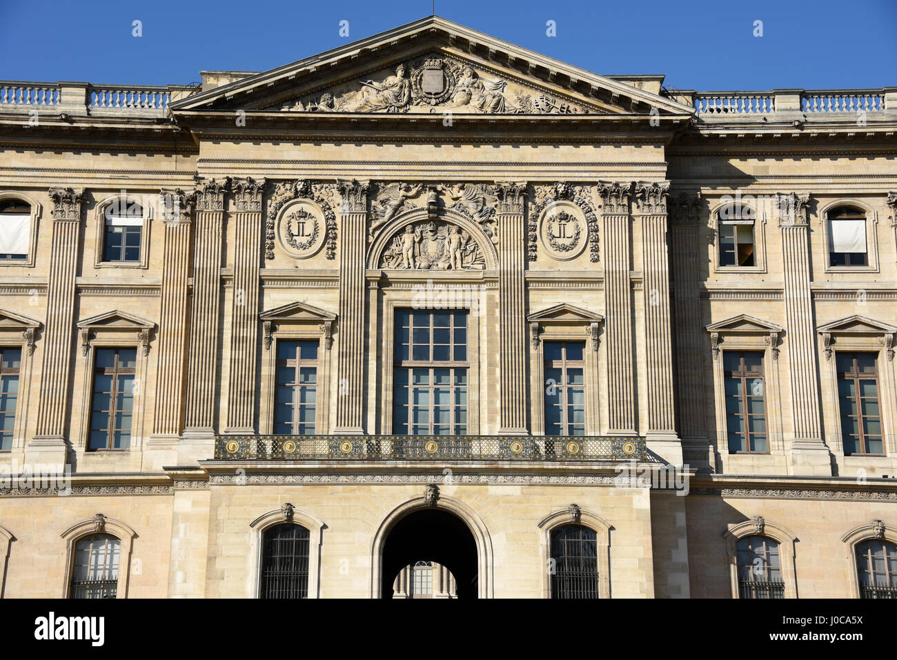 Louvre museum, Cour Carrée entrance, Quai des Tuilleries, Seine river ...