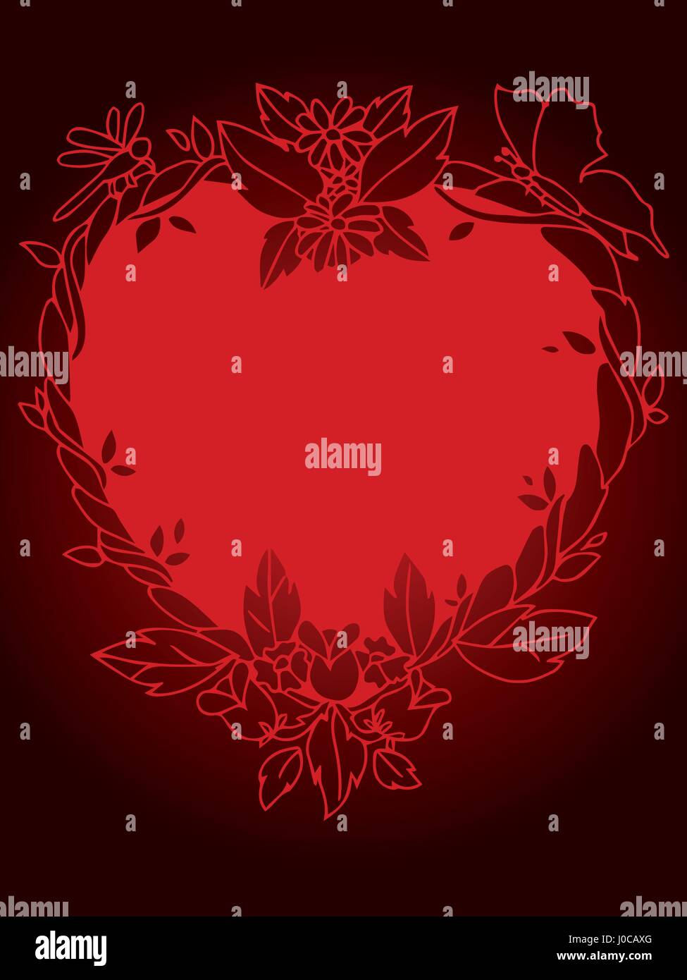 Red floral heart background Stock Vector Image & Art Alamy