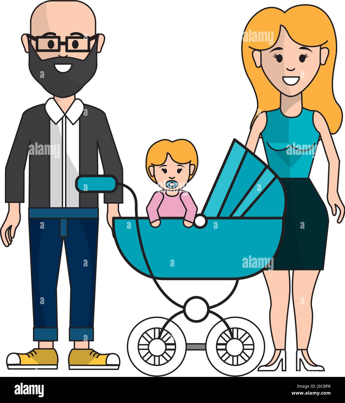 happy couple with their baby icon Stock Vector Image & Art - Alamy