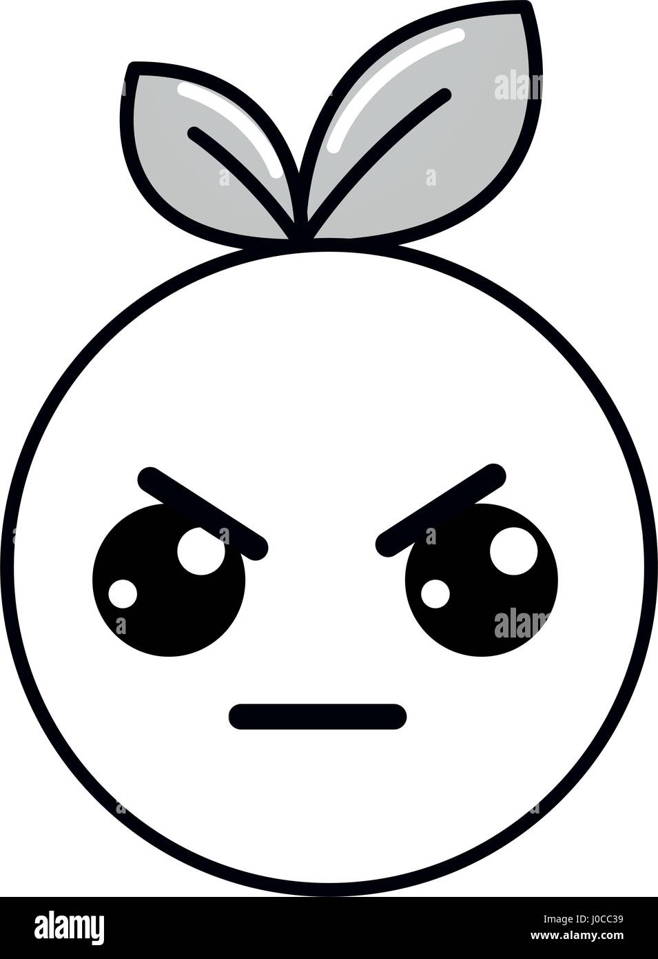 silhouette kawaii cute angry orange fruit Stock Vector Image & Art - Alamy