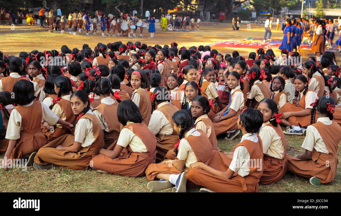 School children practicing annual function, chembur, mumbai, maharashtra, india, asia Stock Photo