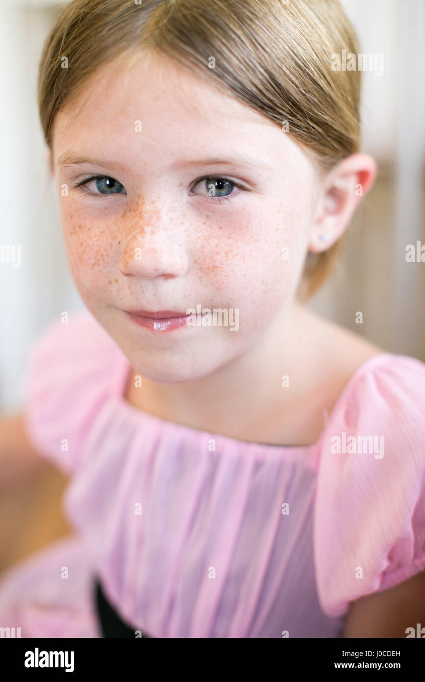 Portrait of girl with freckles Stock Photo