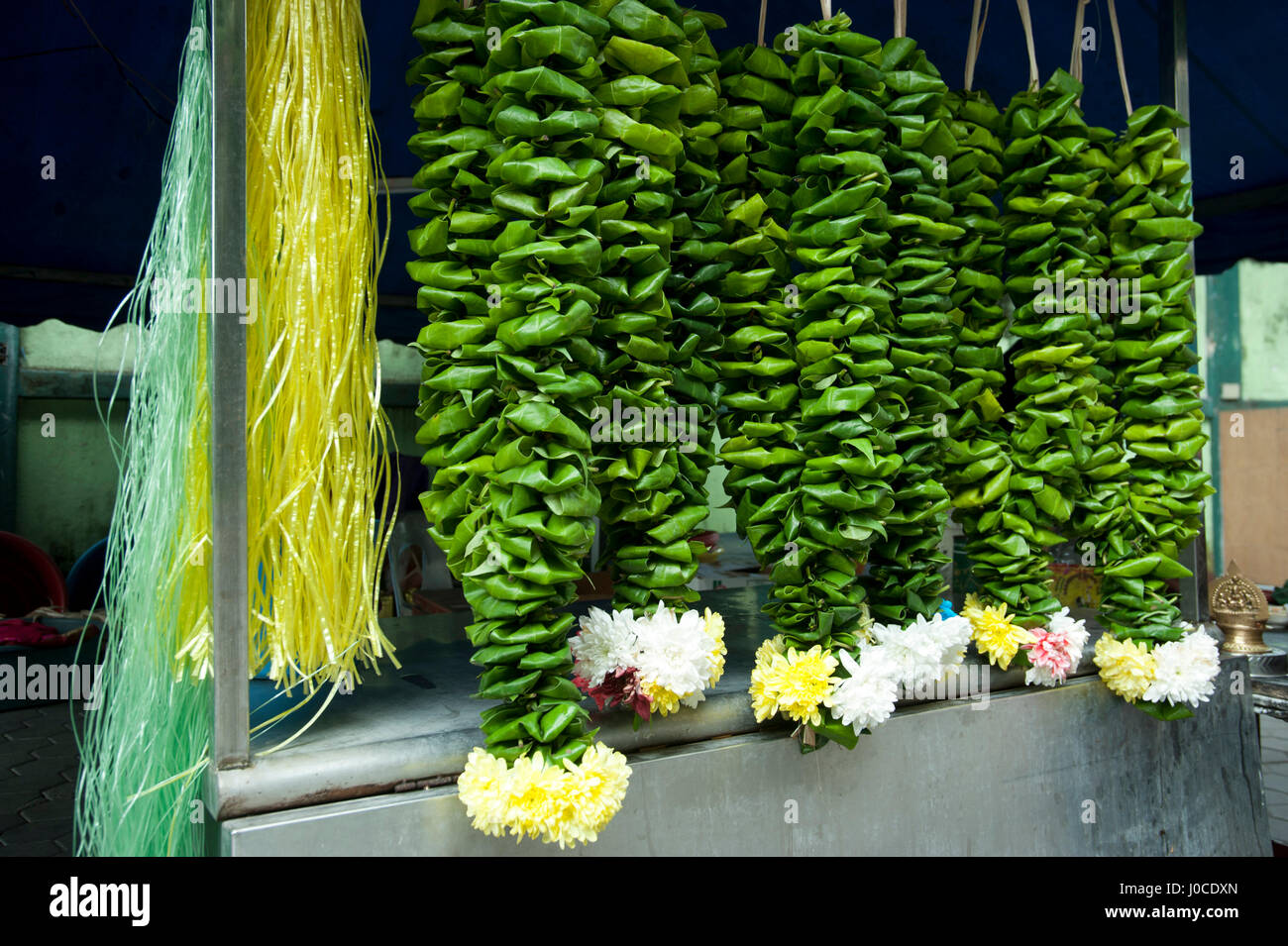 Flower garland for sale hanuman temple, kuala lumpur, malaysia, asia