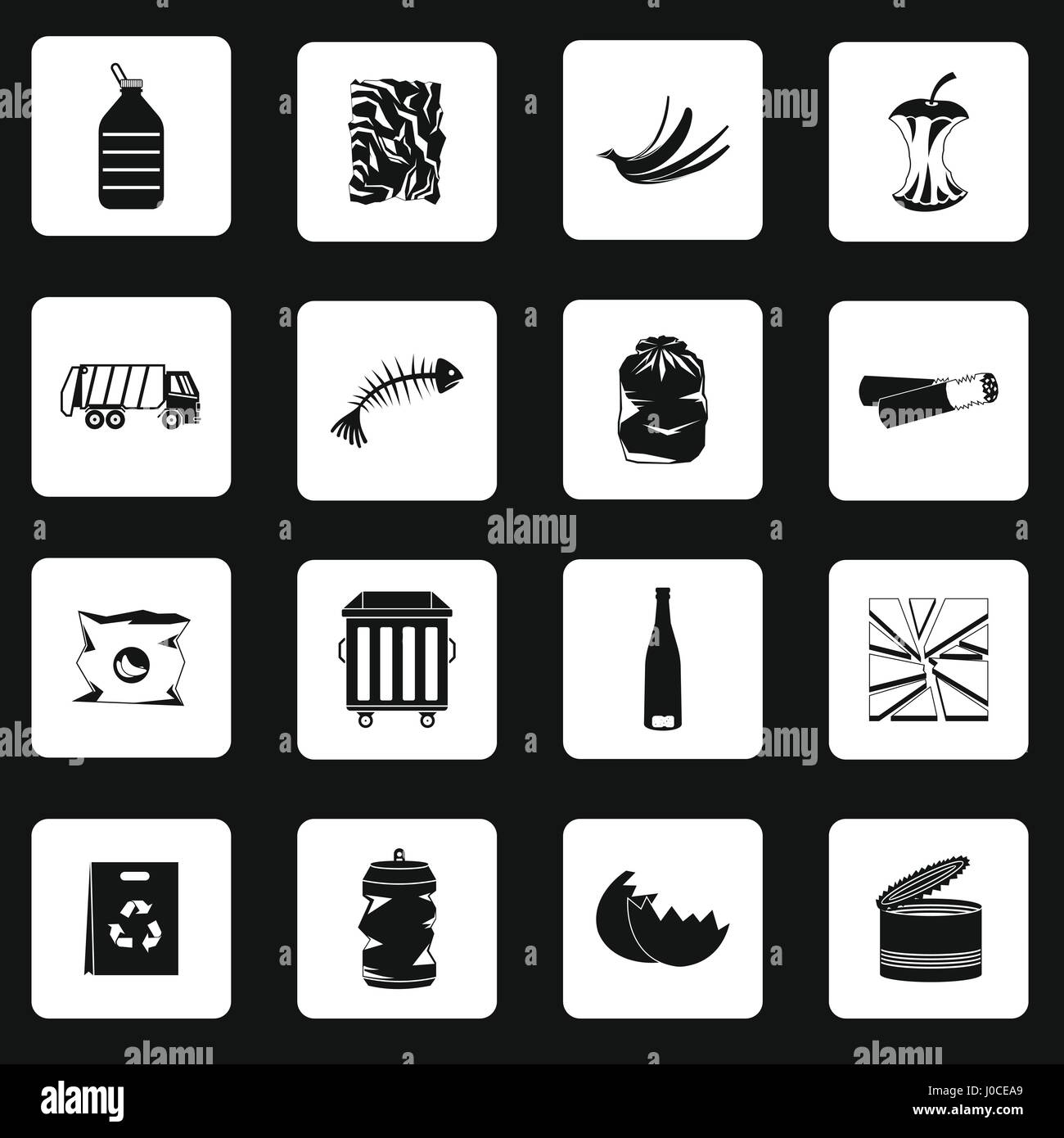 Garbage icons set in simple style Stock Vector Image & Art - Alamy