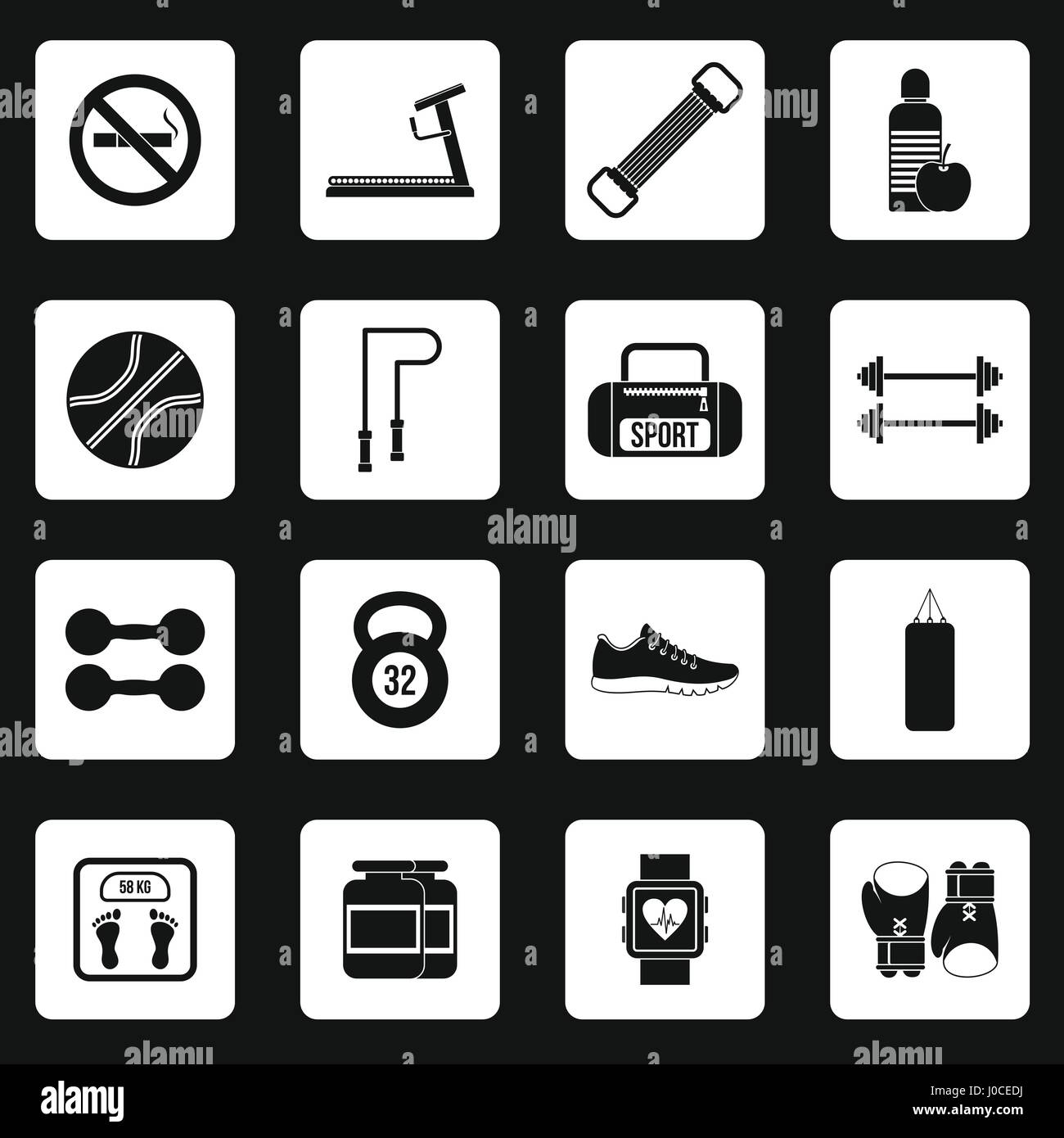 Fitness icons set, simple style Stock Vector Image & Art - Alamy