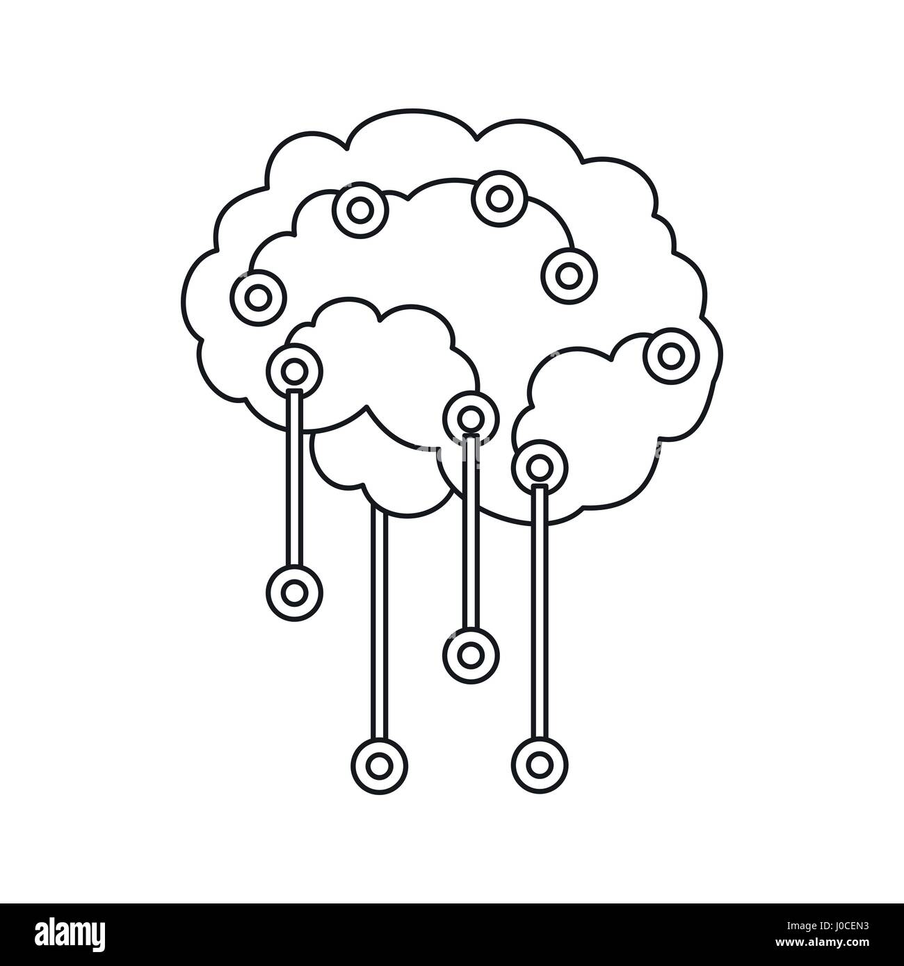 Sensors on human brain icon, outline style Stock Vector Image & Art - Alamy