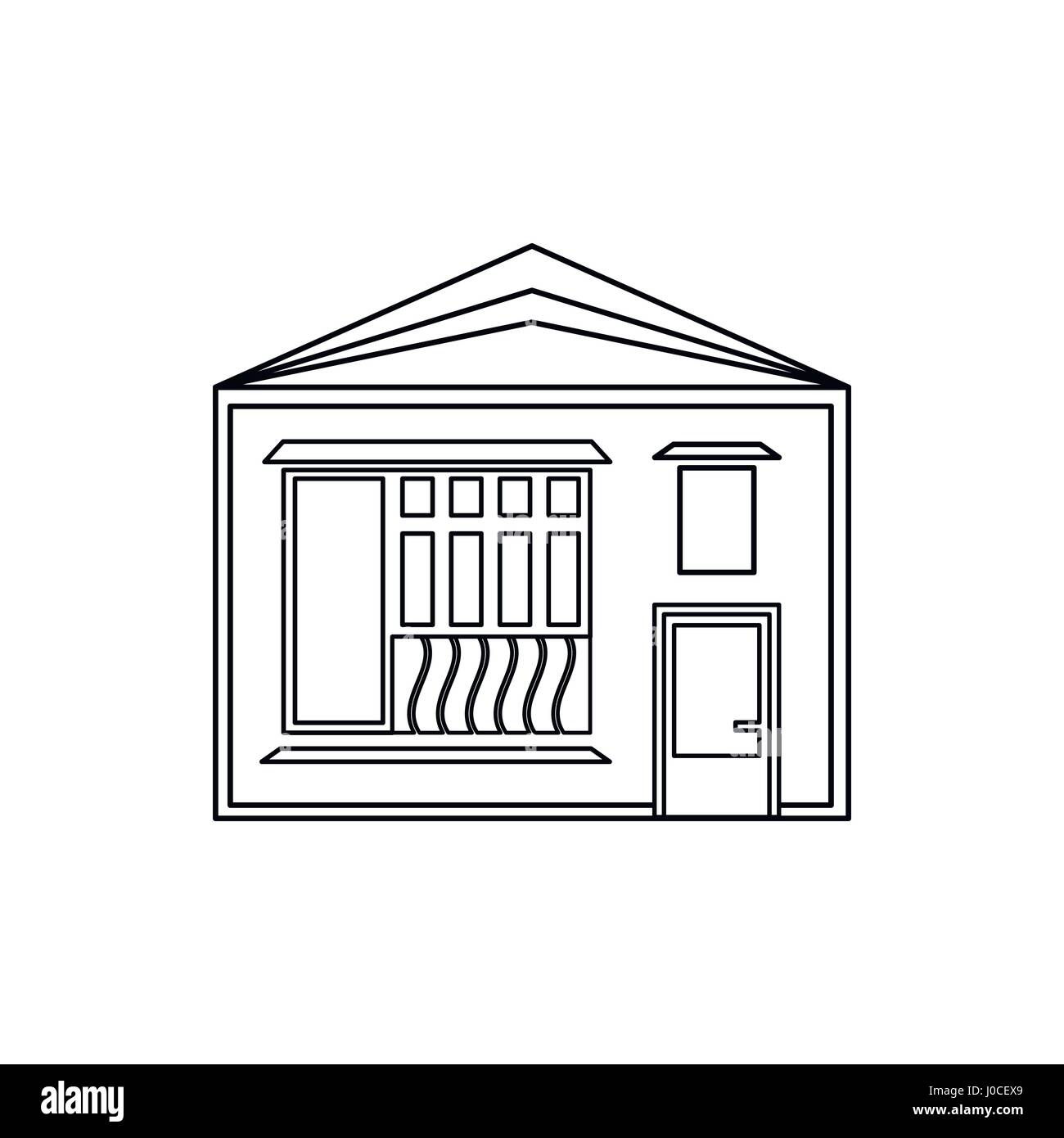 One storey house with sloping roof icon Stock Vector