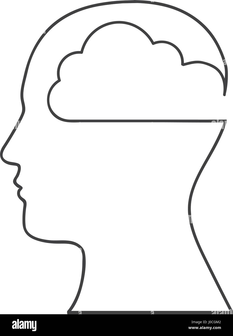 monochrome silhouette with human head with cloud inside Stock Vector ...