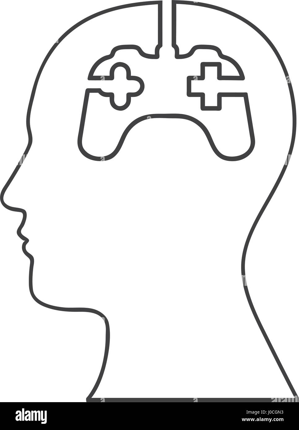 monochrome silhouette of human head and gamer mind Stock Vector Image ...