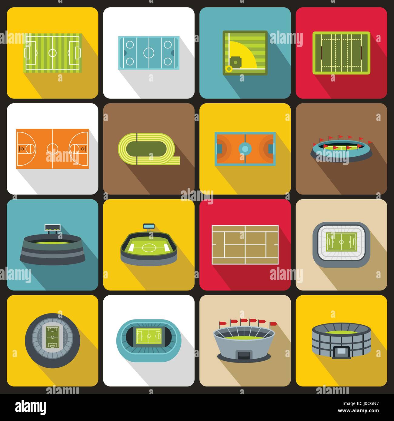 Sport stadium icons set, flat style Stock Vector Image & Art - Alamy