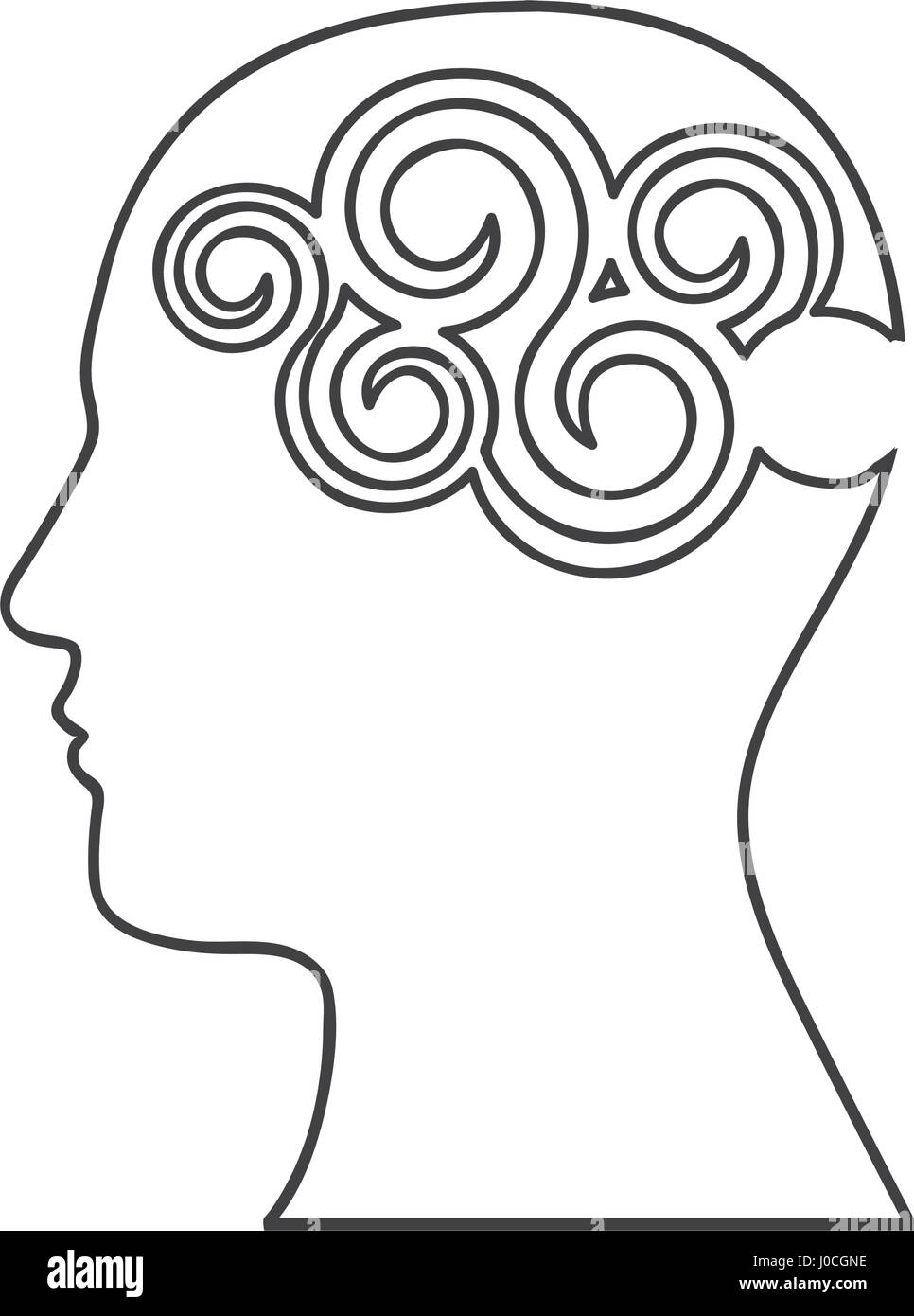 monochrome silhouette with human head with abstract cloud inside Stock ...
