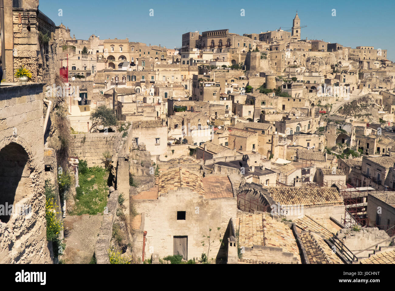 Matera city to the sunlight of spring. Stock Photo