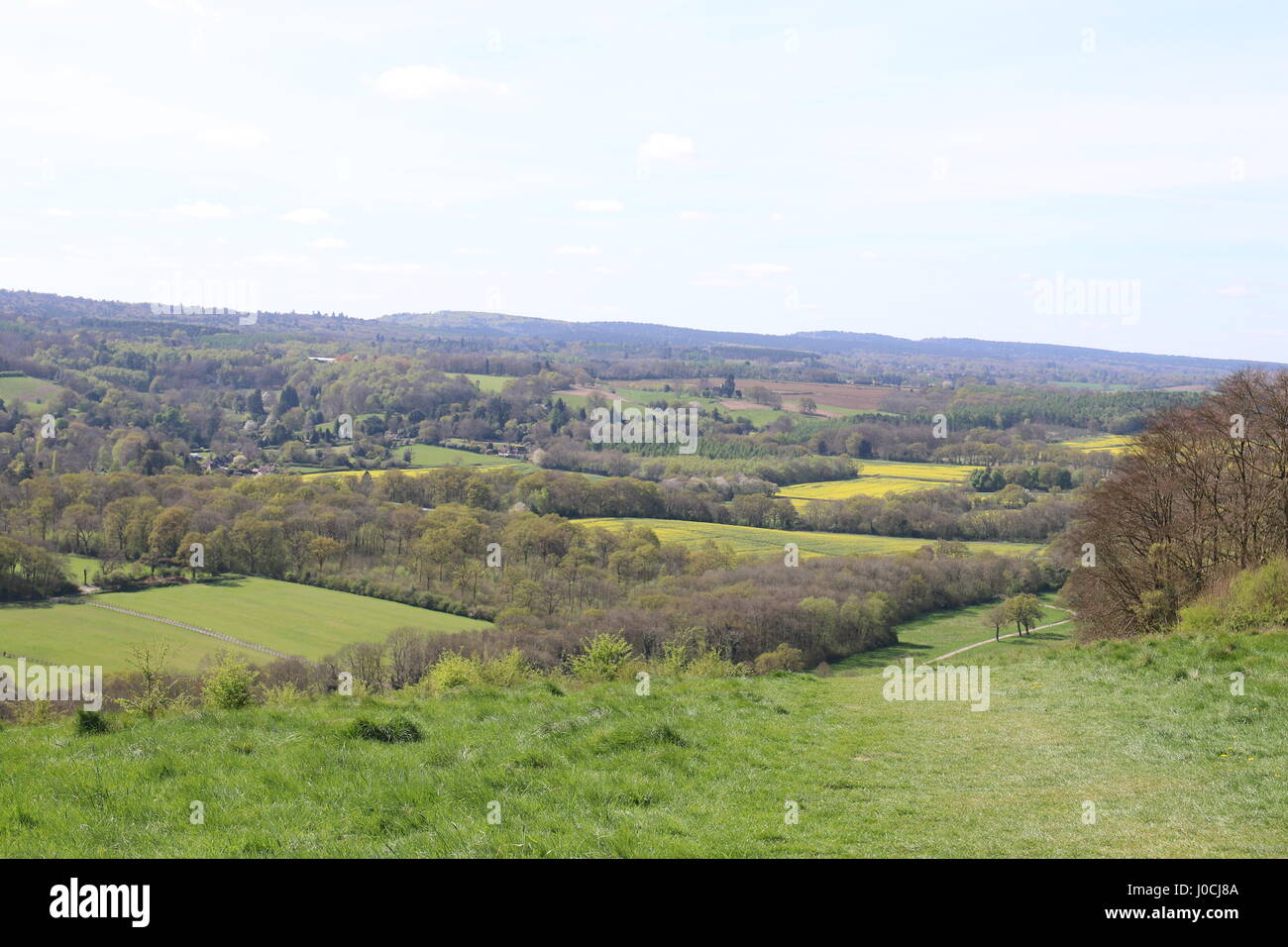 A view over the Surrey Hills from Ranmore Common Stock Photo