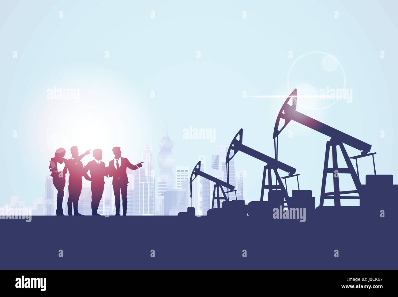 Businesspeople Group Oil Industry Business Company Pump Petrol Banner