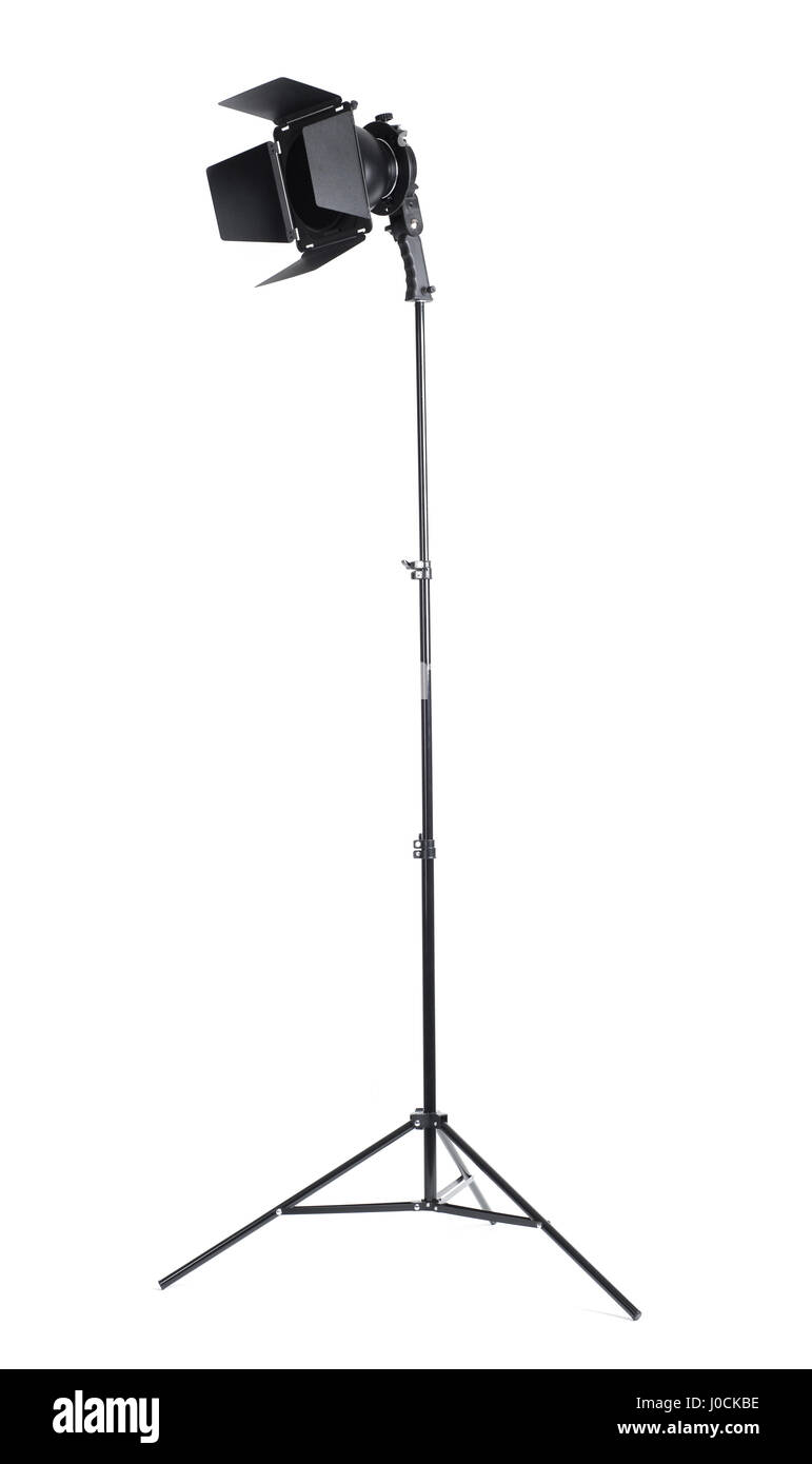 Studio light stand isolated on white Stock Photo Alamy