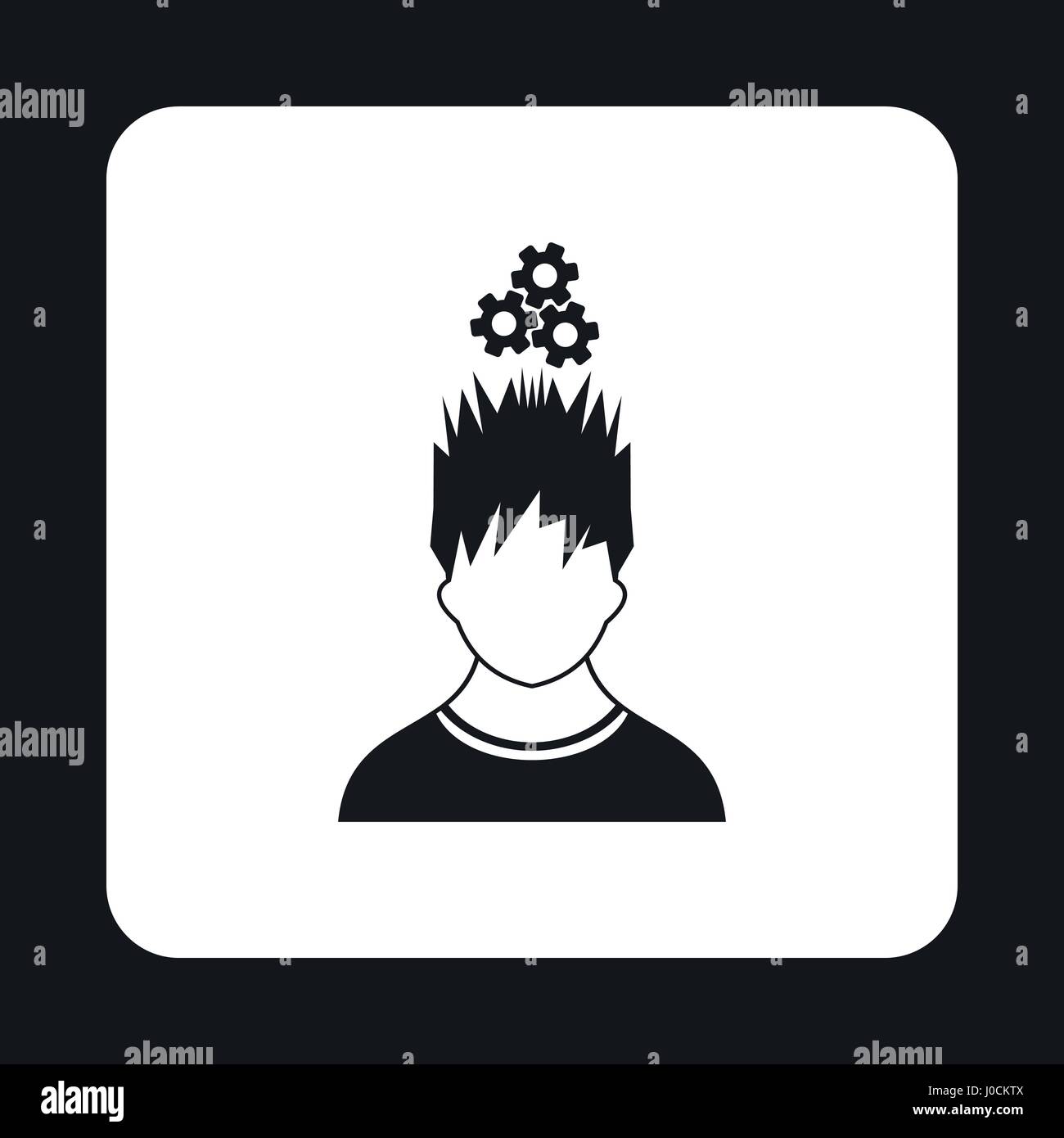 Man with gears over his head icon, simple style Stock Vector Image ...