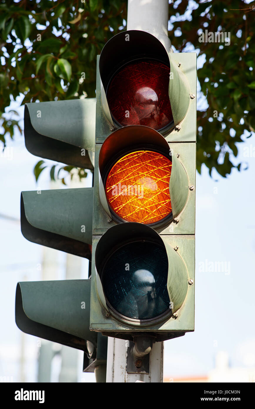 Orange traffic light Stock Photo Alamy