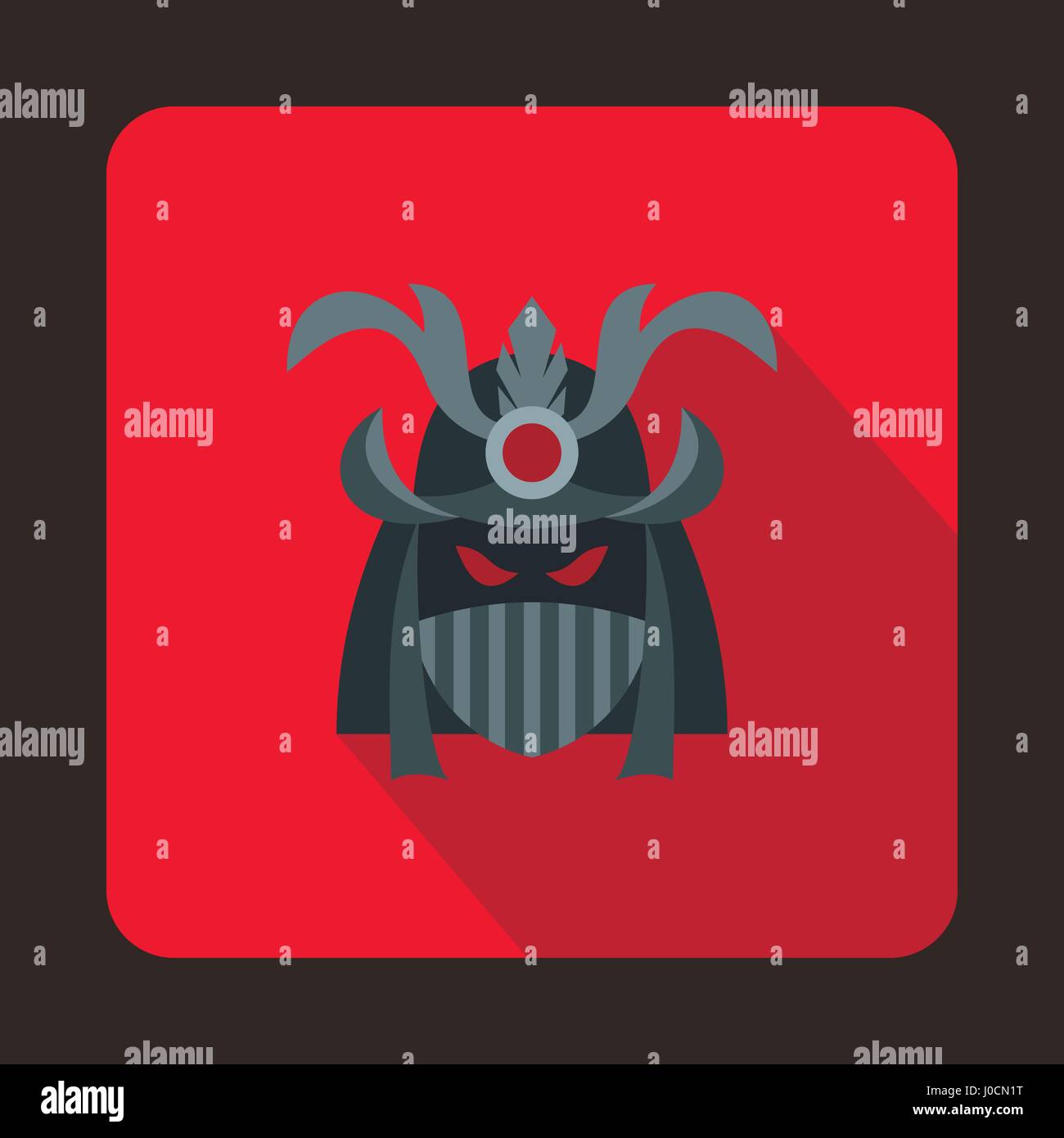 Japanese Samurai Mask Icon Flat Style Stock Vector Image Art Alamy