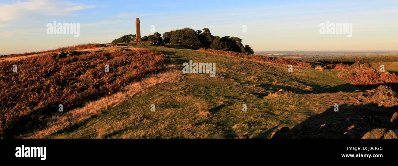 Sunset over the Leicestershire Yeomanry Regiment monument, Bradgate Park, Charnwood Forest, Leicestershire, England Stock Photo
