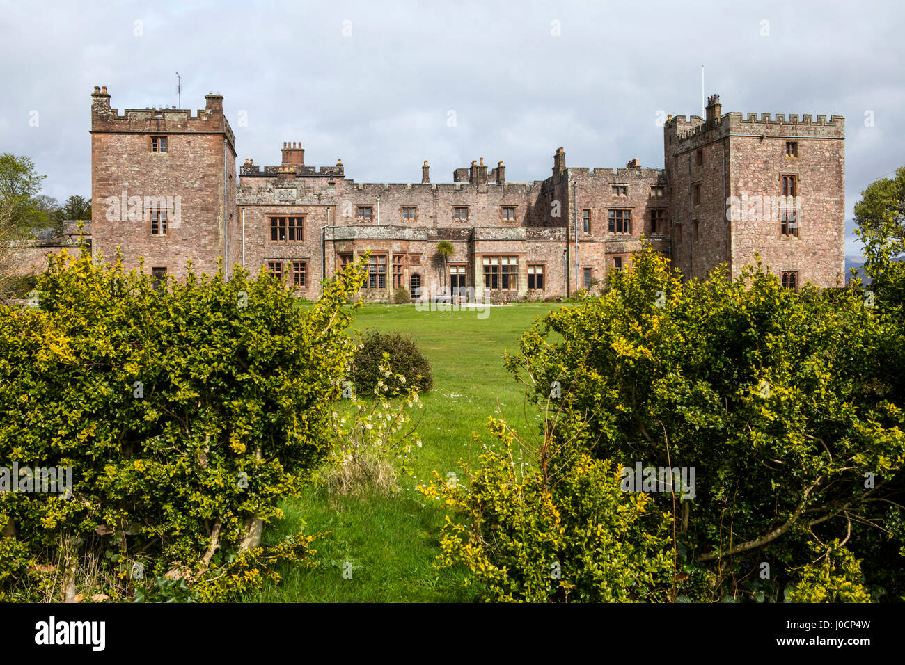 A view of Muncaster Castle in the Lake District in Cumbria, UK. Stock Photo