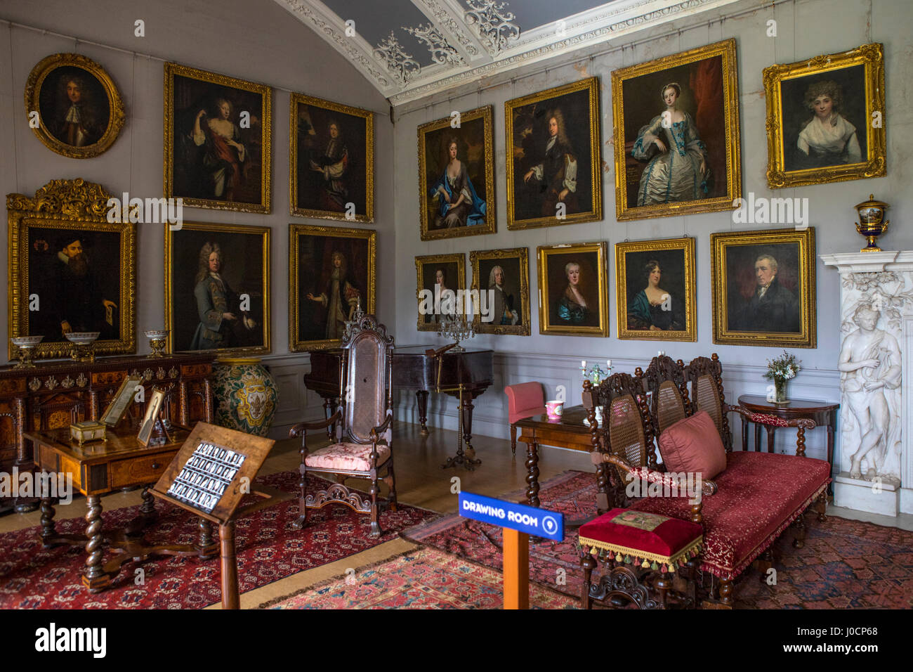 CUMBRIA, UK - APRIL 5TH 2017: A view of the Drawing Room at Muncaster Castle in the Lake District in Cumbria, UK, on 5th April 2017. Stock Photo