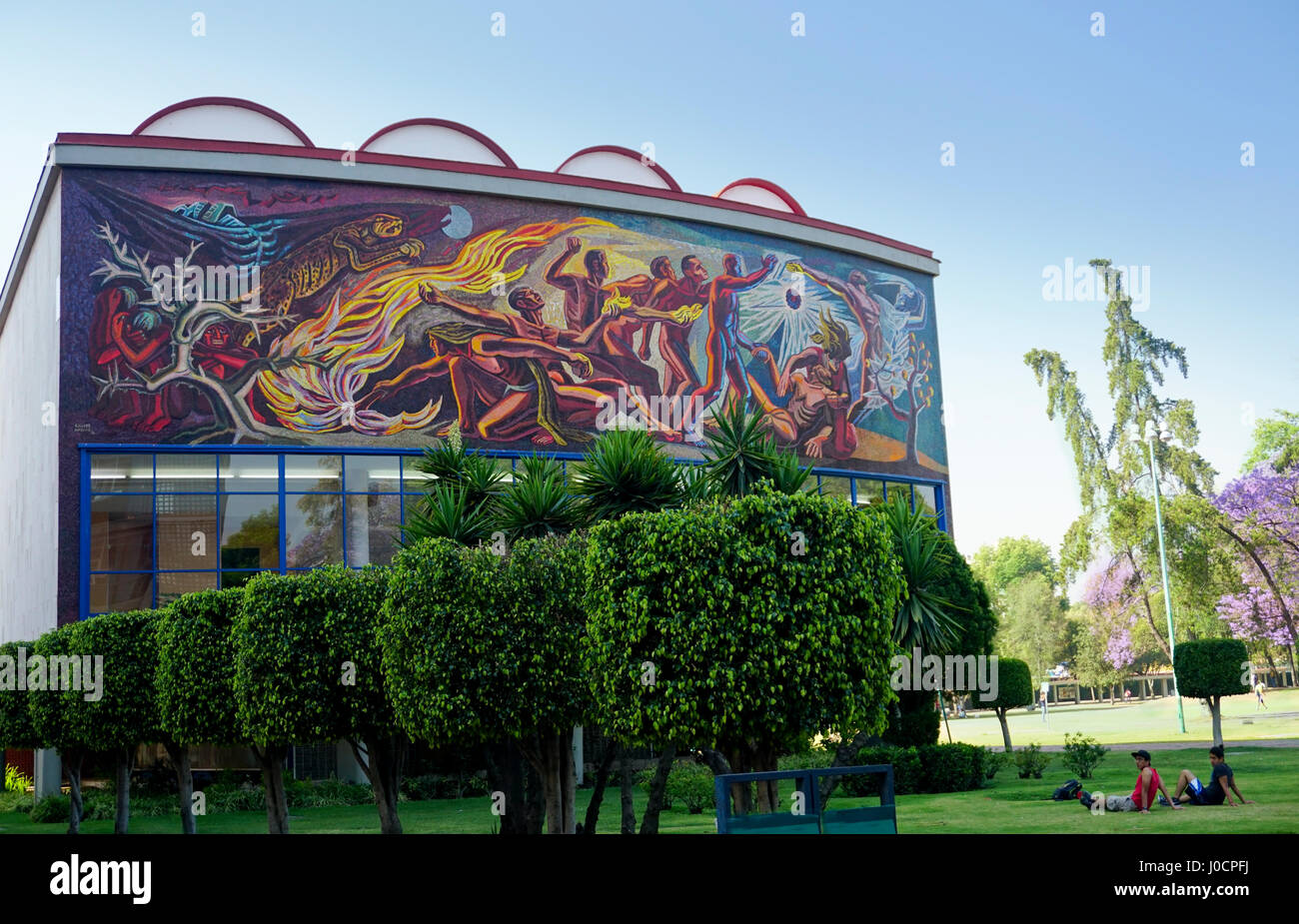 (UNAM), or (National Autonomous University) of Mexico City. 'La Conquista de la Energia' de Chavez Morado mural. Stock Photo