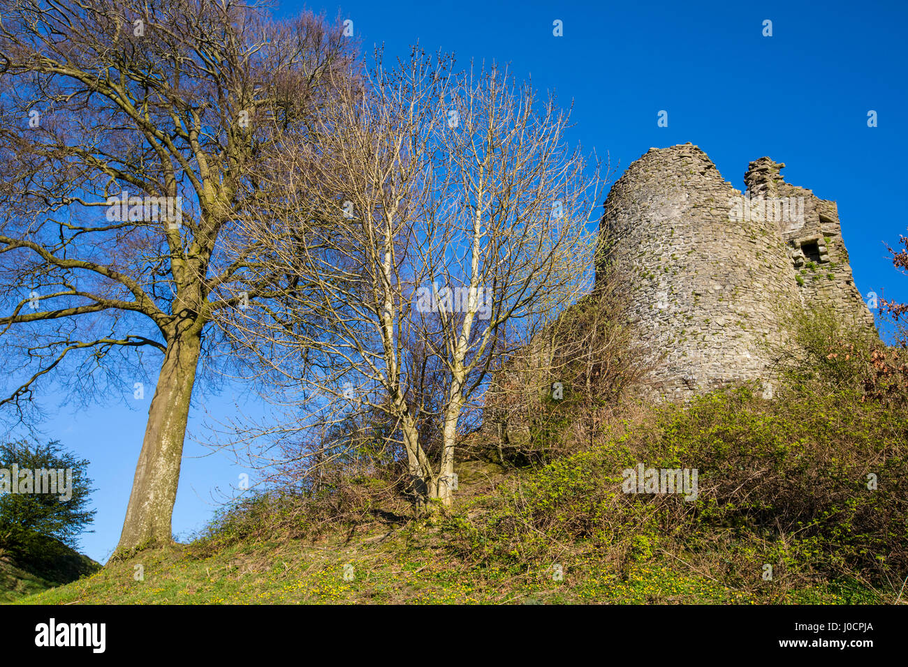 A view of the ruins of the historic Kendal Castle in Cumbria, UK Stock
