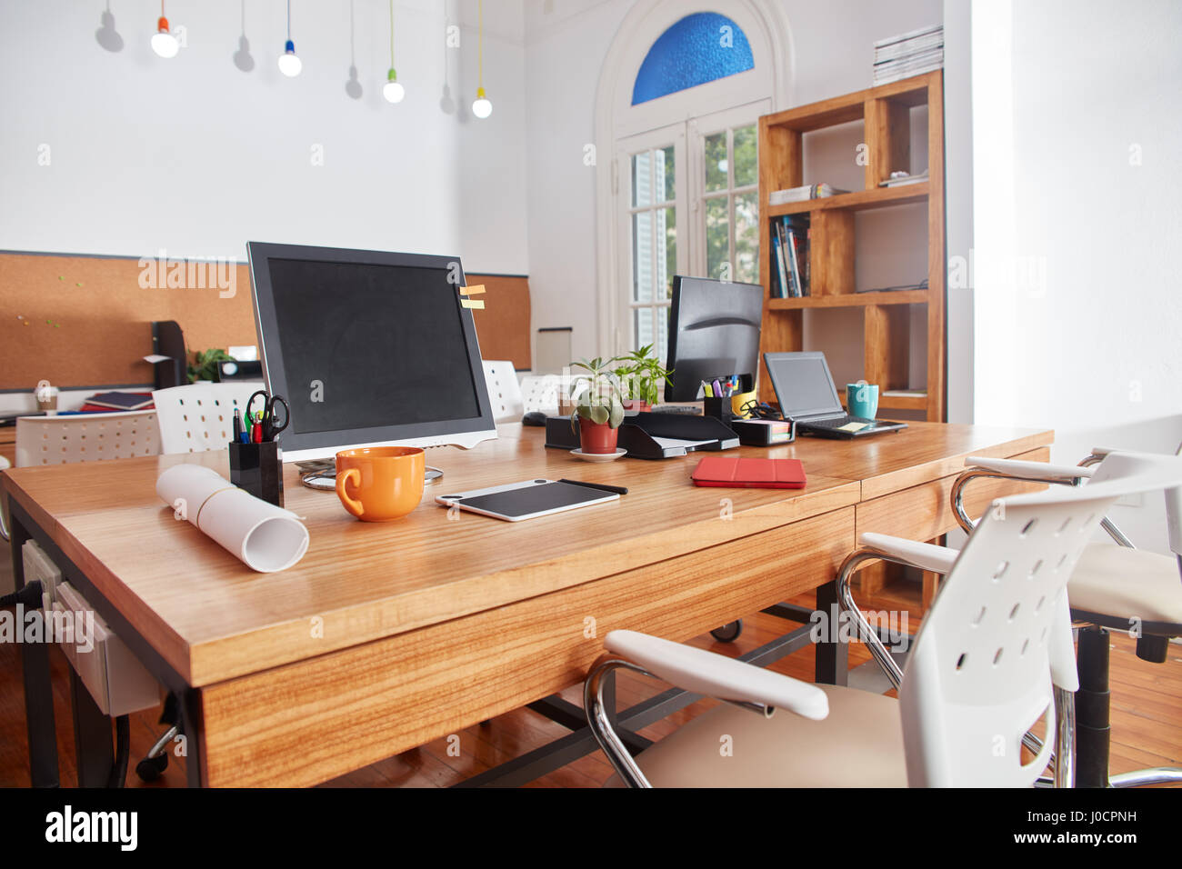 Place of work at coworking business office company Stock Photo