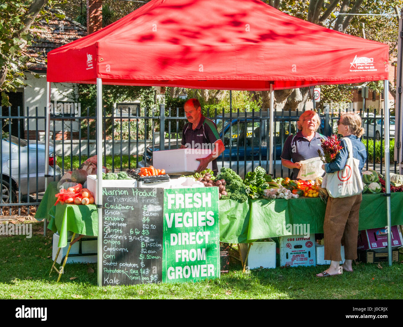 Fresh vegetables for sale at the Saturday morning Elwood Farmers