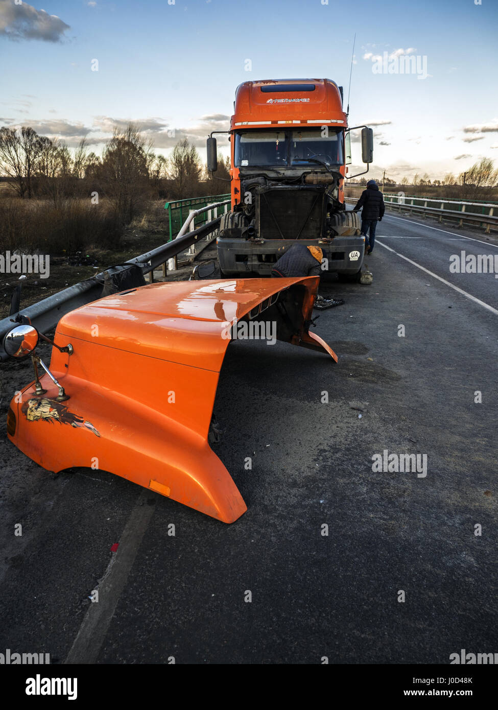 American truck damaged during the accident. 28th Mar, 2017. Credit ...
