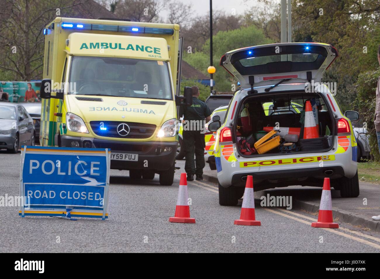 Martins Heron, UK. 12th Apr, 2017. Emergency incident outside Martins