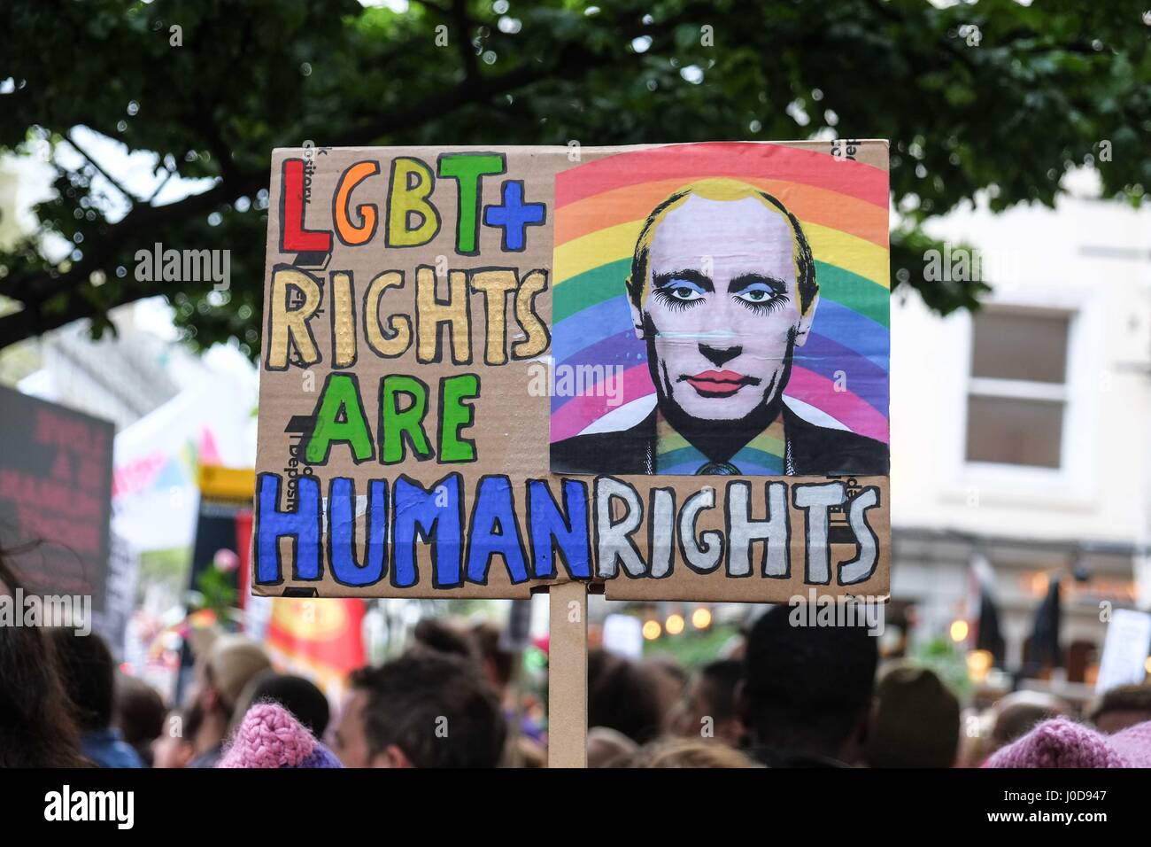 London: 12th April 2017.LGBT Community protest outside the Russian ...
