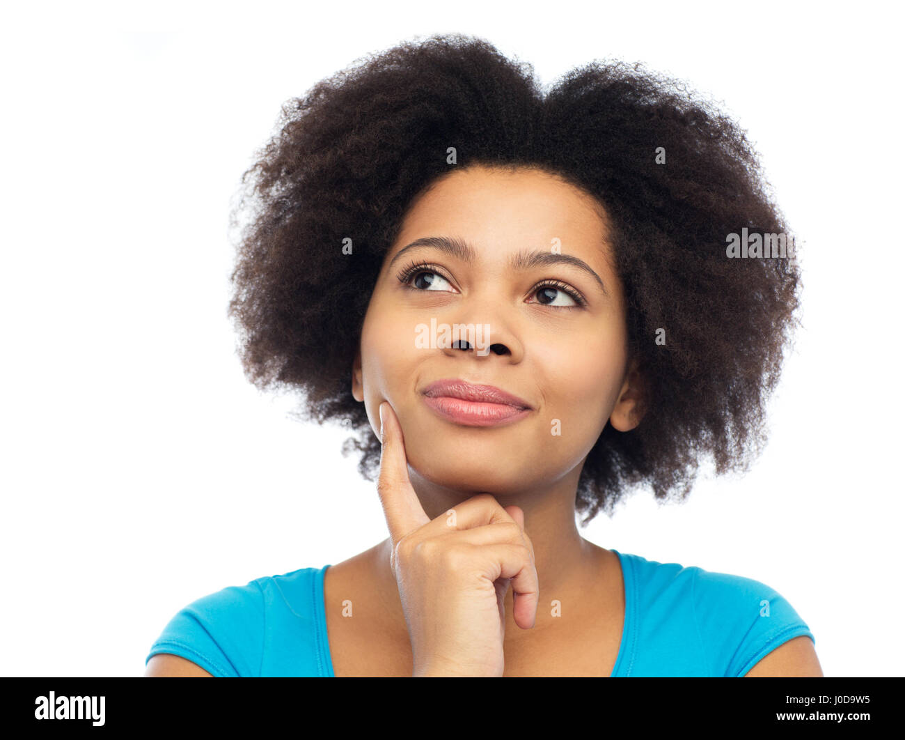 happy african american young woman over white Stock Photo - Alamy