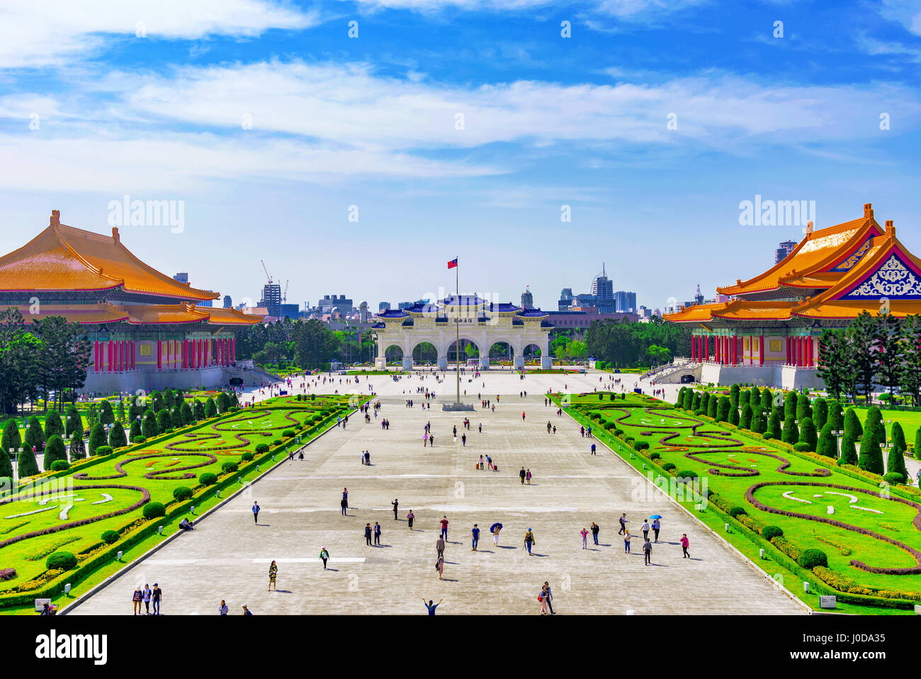 View of Taiwan National concert hall buildings and Chiang Kai Shek memorial hall square Stock Photo