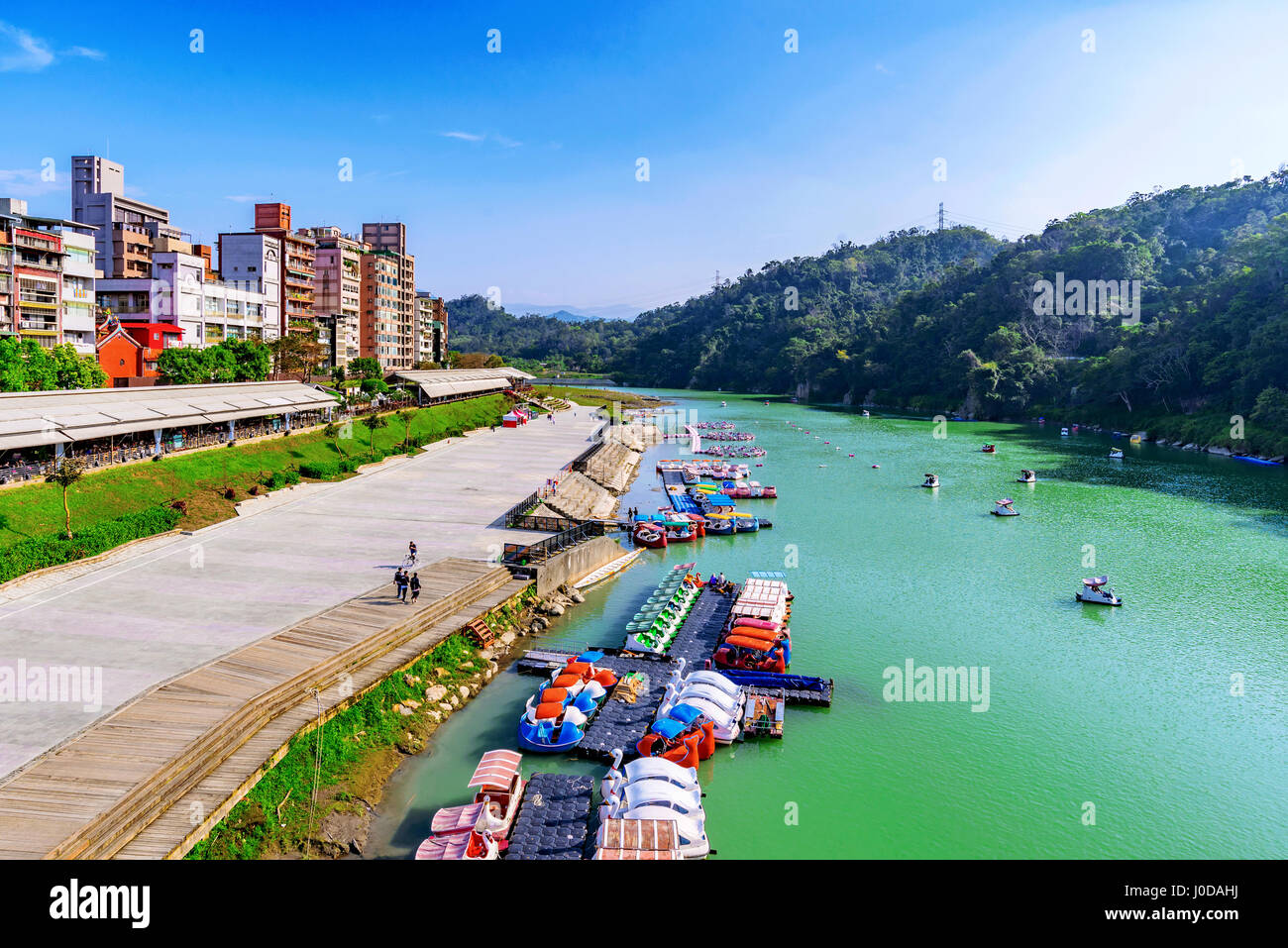 View of Bitan riverside park in Taipei Stock Photo