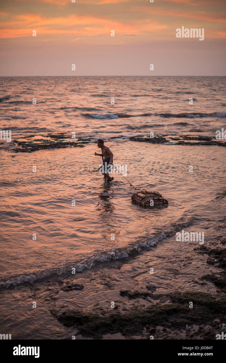 Local people on the crab market in the Kep, Cambodia, Asia. Stock Photo