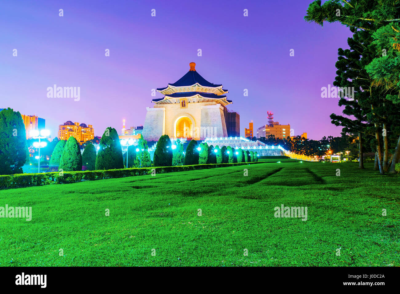 Chiang Kai Shek Memorial Hall with nature at night Stock Photo