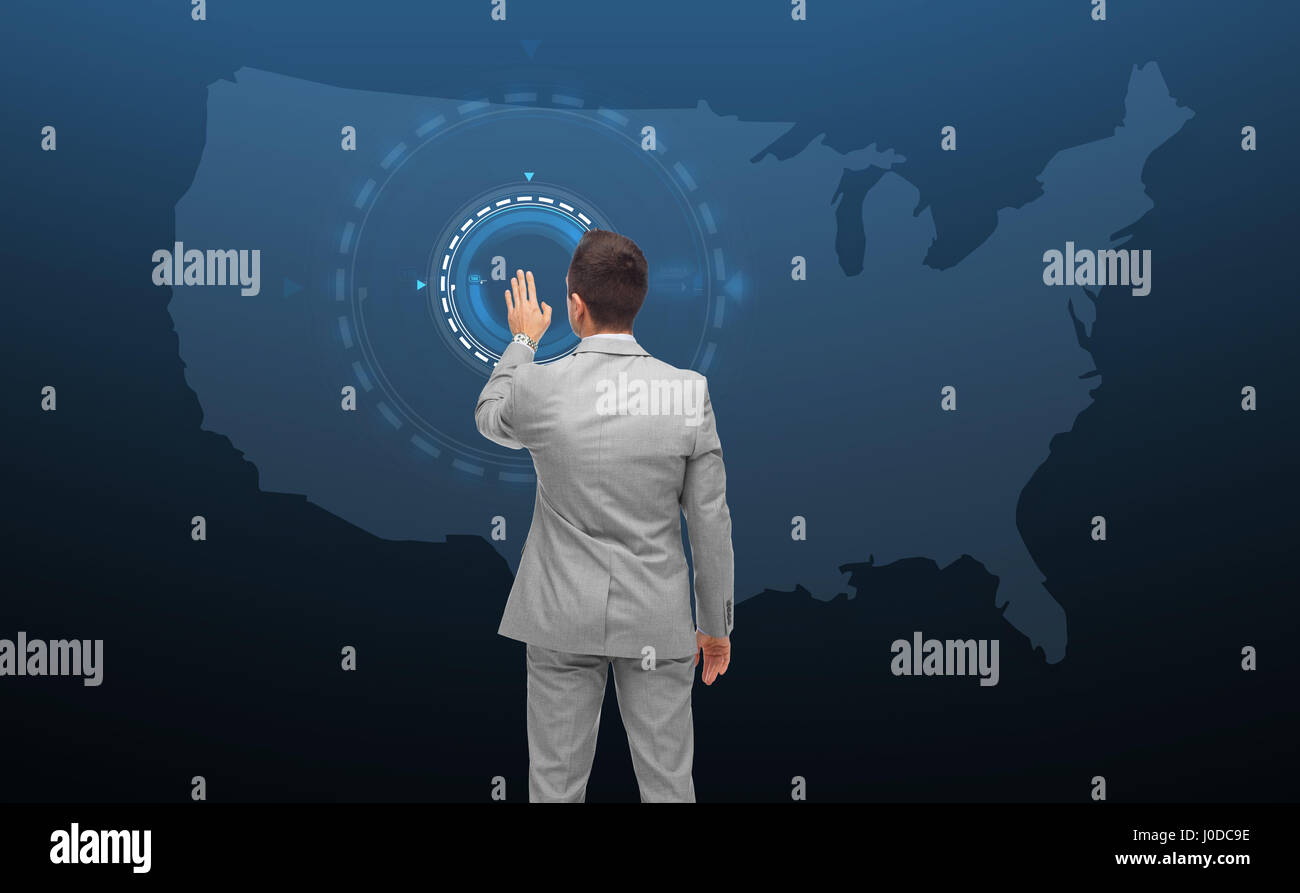Businessman With Virtual Target Over Usa Map Stock Photo
