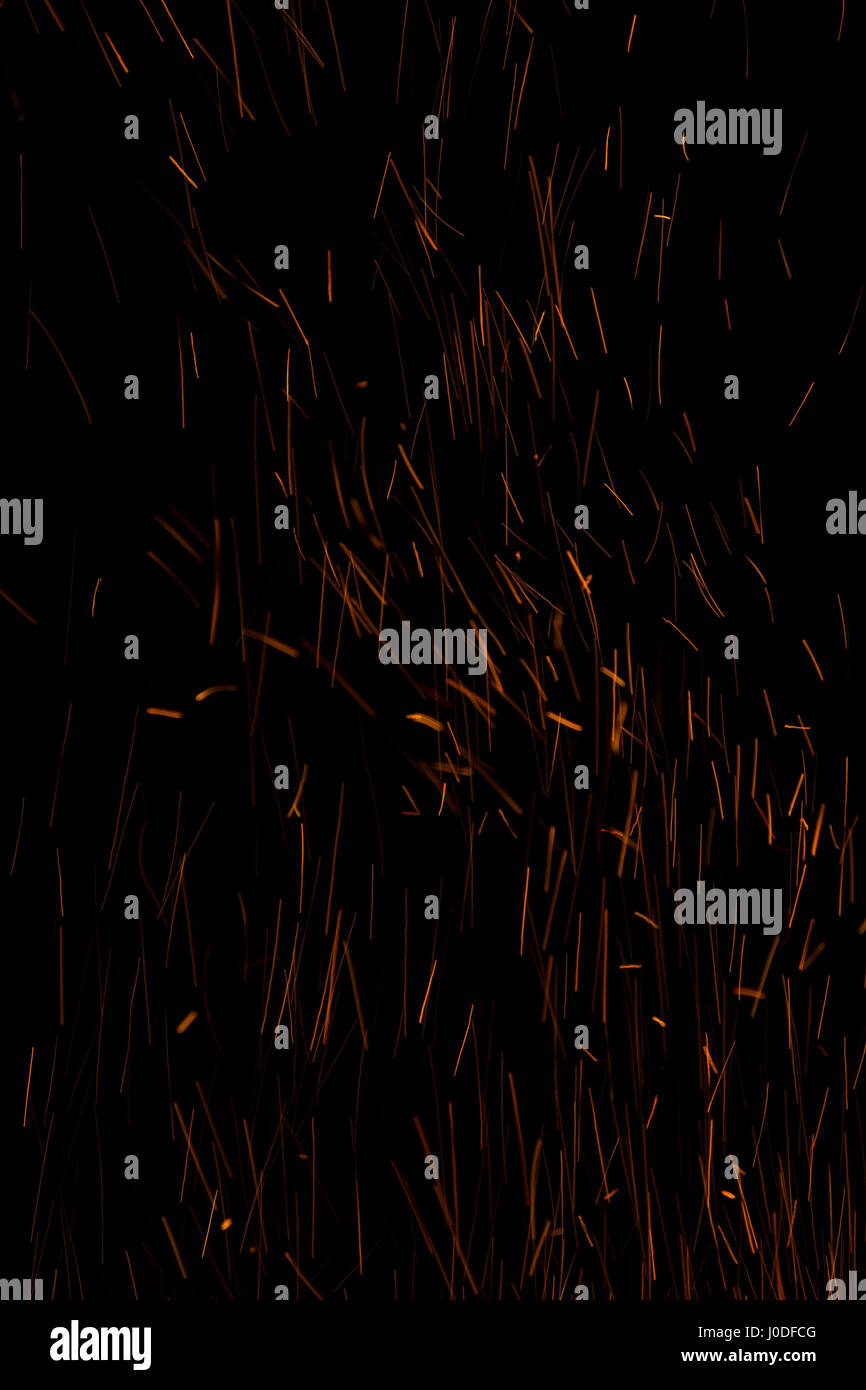 bonfire spark in the dark sky in night Stock Photo - Alamy