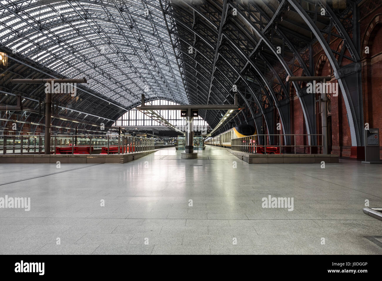 Eurostar train and platform at St Pancras international railway station, london, England. Stock Photo