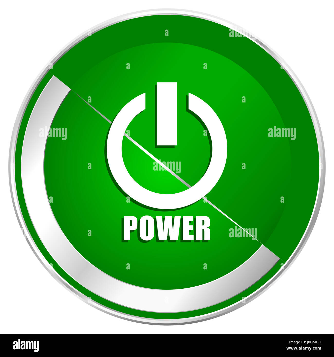 Power silver metallic border green web icon for mobile apps and ...