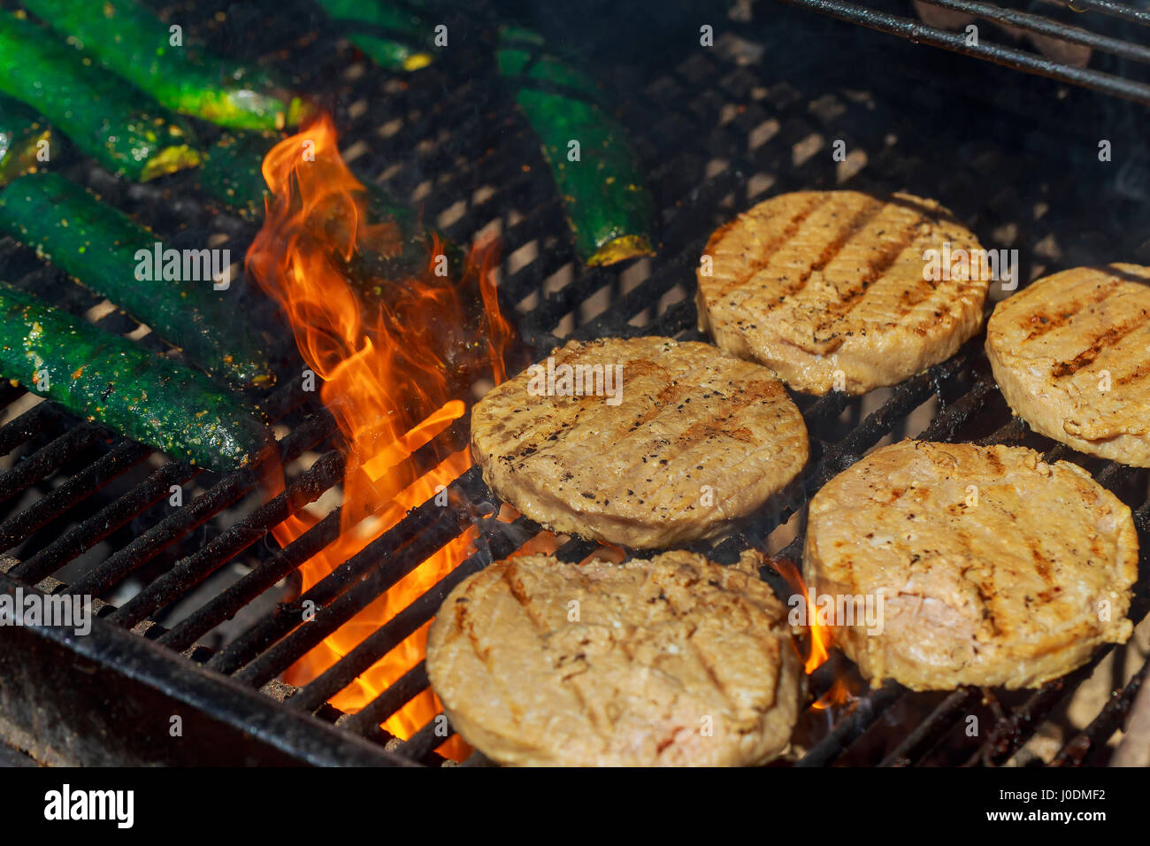 Beef or pork meat barbecue burgers for hamburger prepared grilled on ...