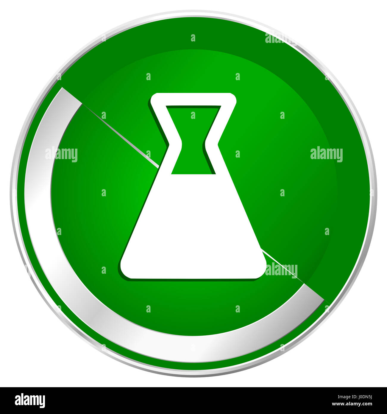 Laboratory silver metallic border green web icon for mobile apps and ...