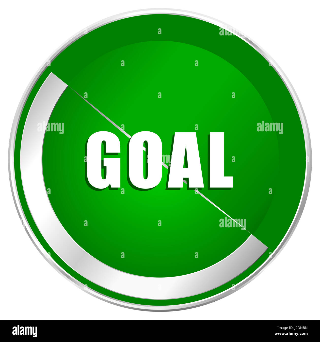Goal silver metallic border green web icon for mobile apps and