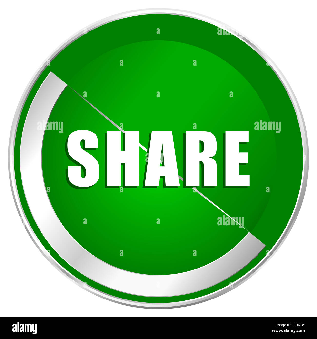 Share silver metallic border green web icon for mobile apps and ...